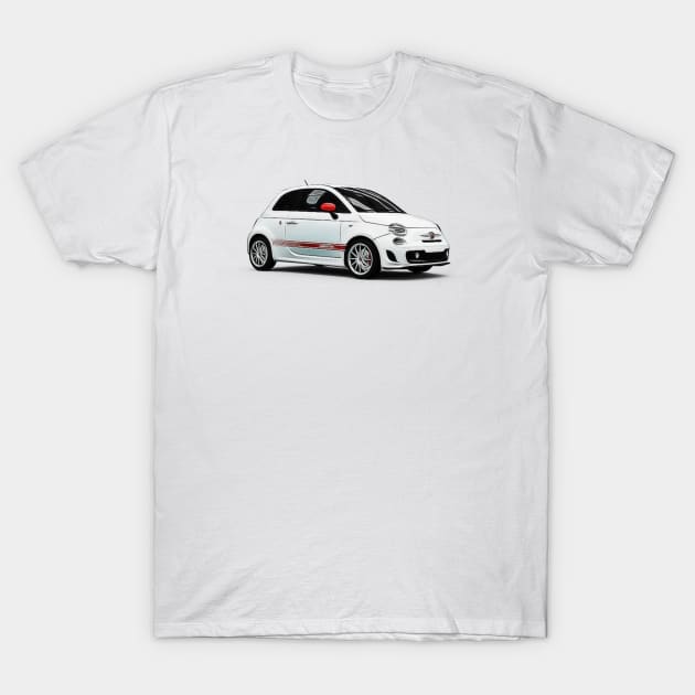 Abarth 500 Cartoon T-Shirt by Auto-Prints